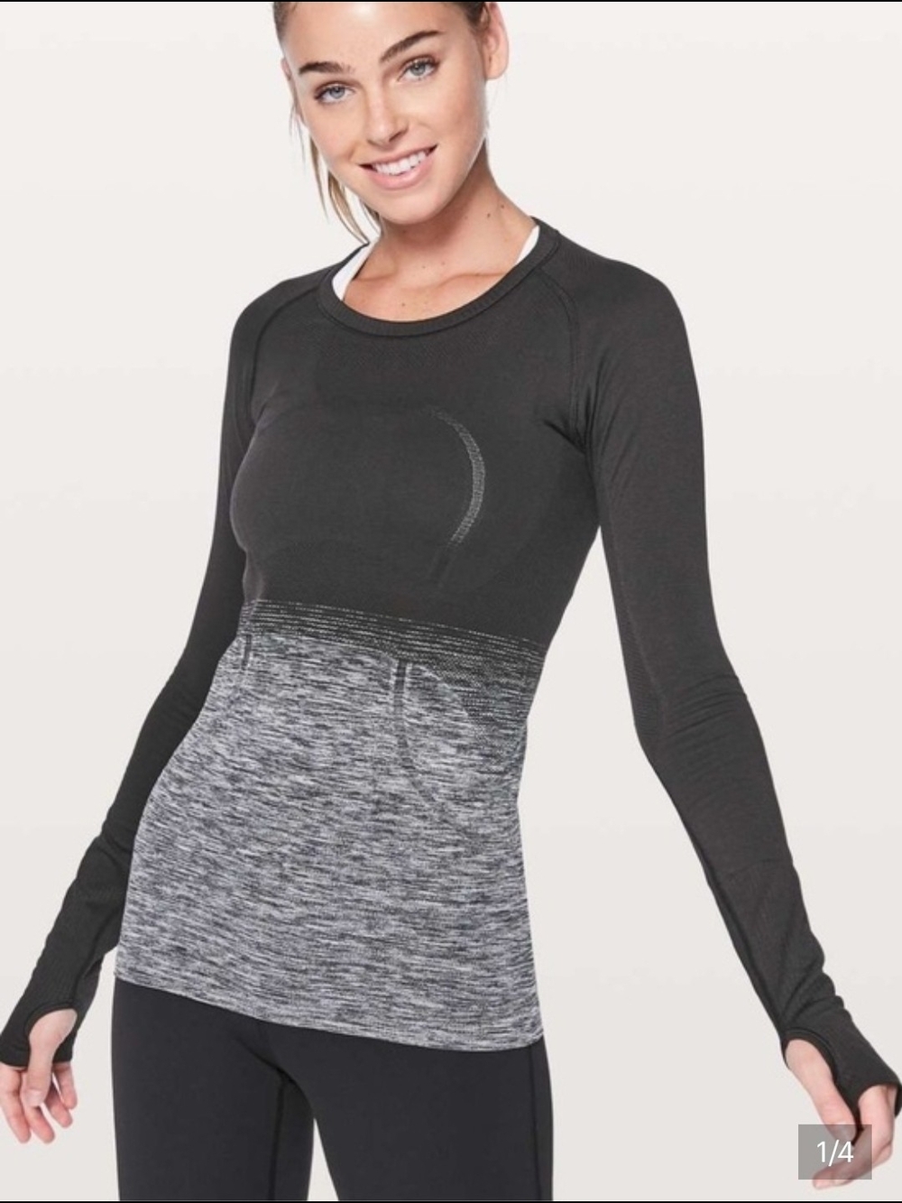 Lulumenon Long-Sleeve Black and Gray Ombre Gradient Swiftly Tech